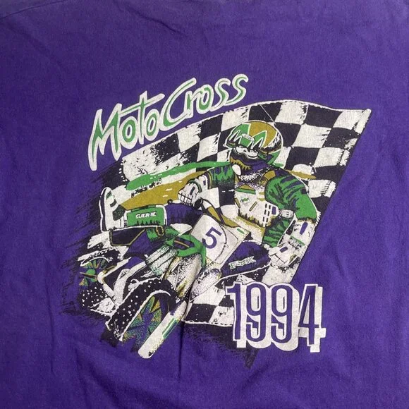 VTG 1994 Motocross Racing Purple Shirt Mens XL Canada Made (Read) - Picture 8 of 14